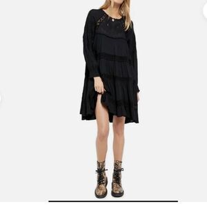 NWT Free People Piece Of Your Heart Boho Mini Dress women’s Size XS Black